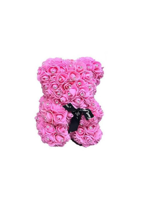 Teddybär aus künstlichen Rosen Rosa 25cm in Box...