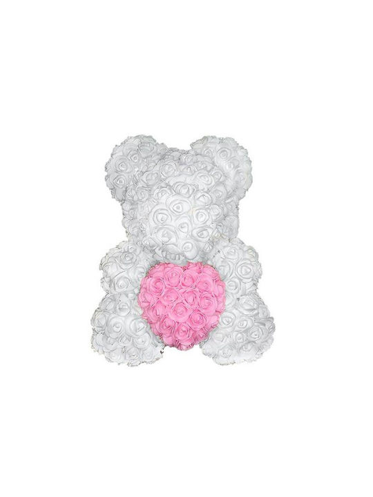 Teddybär aus künstlichen Rosen White 25cm in Bo...