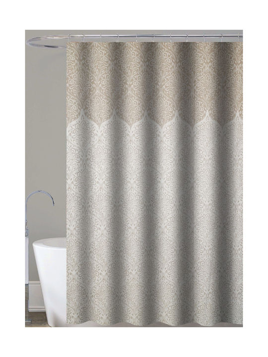 Damask Shower Curtain Fabric 180x200cm Beige
