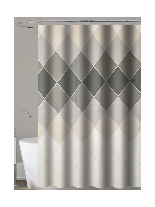 Damier Shower Curtain Fabric 180x200cm Beige Damier