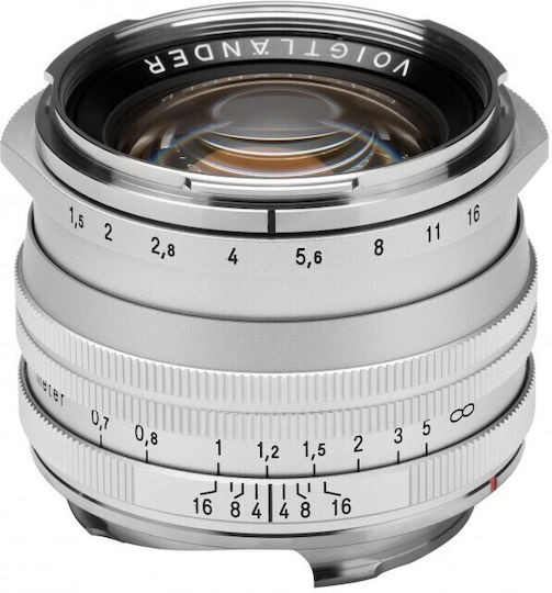 Voigtlander Пълен кадър Фотообектив Nokton 50mm f/1.5 Aspherical II MC Фиксиран за Лайка М Монтаж Сребрист