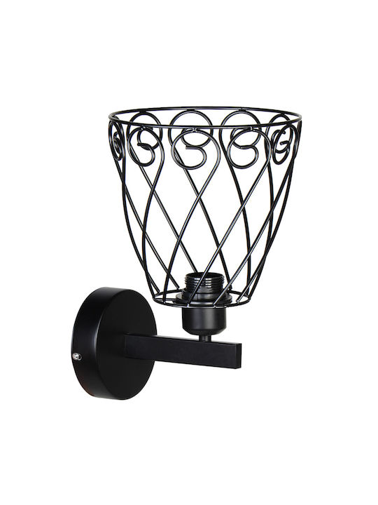 Keskor Wall Lamp with Socket E27 Black Width 22cm