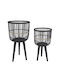 Artekko Planter Rattan Black with Stand 29x29x58cm.