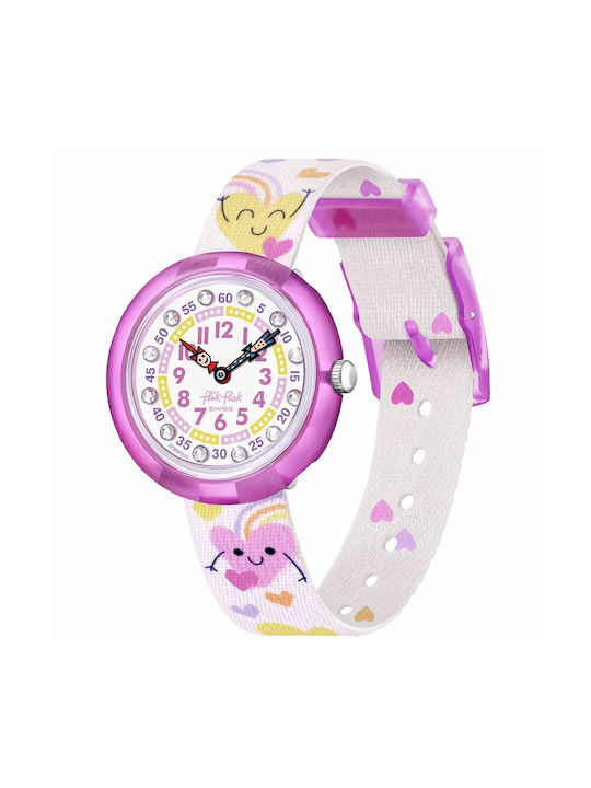 FlikFlak Hearts Kids Analog Watch with Rubber/Plastic Strap Pink