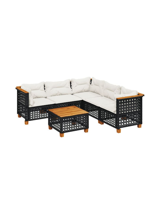 Set Outdoor Lounge Black with Pillows 6pcs