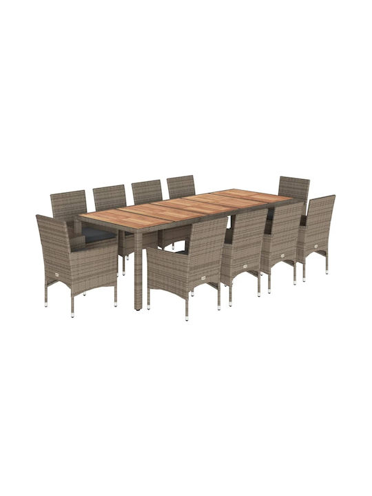 Set Outdoor Dining Grey with Pillows Συνθ 11pcs