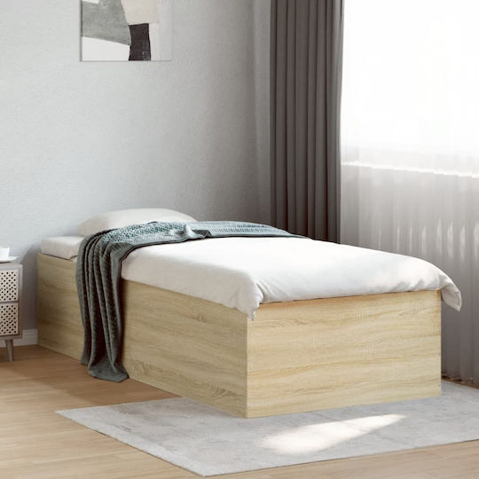 Wooden Single Bed Mattress Base Beige with Slats for Mattress 75x190cm
