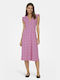 Only Summer Midi Dress Draped with Ruffle Fuchsia