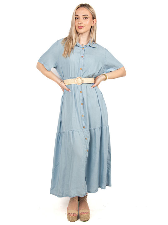 Halbtransparentes Jeansblau-Kleid