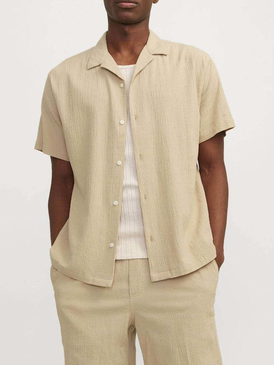 Jack & Jones Short-sleeved Cotton Shirt Beige