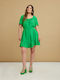 Mat Fashion Midi Rochie cu Volane Verde