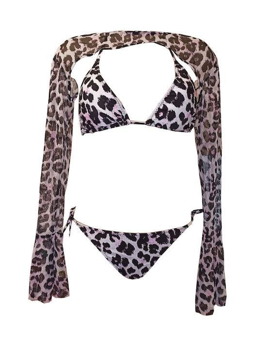 Join Bikini Set Bra & Slip Bottom Brown-pink Animal Print