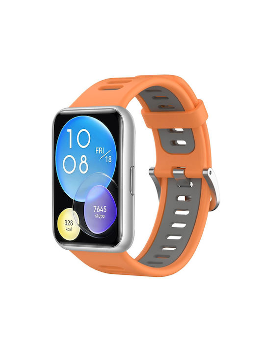 Huawei Watch Fit Two-color Silicone Watch Band Orange+gray