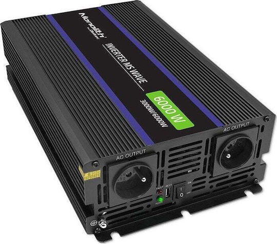 Qoltec Invertor Auto Modificat Sine Wave 6000W pentru Convertirea 12V DC în 230V AC