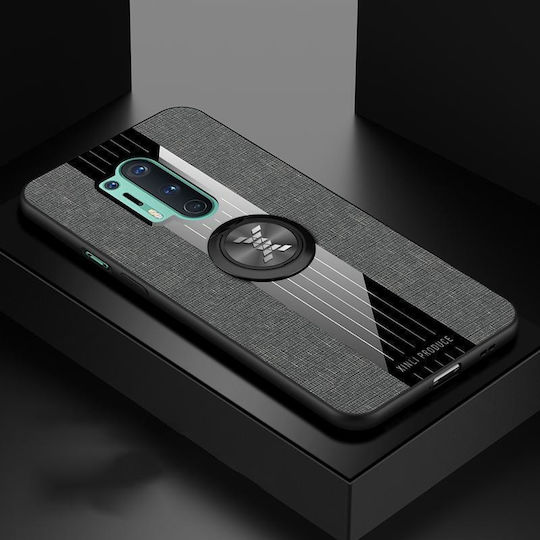 Oneplus 8 Pro Xinli Stitching Cloth Texture Tpu Phone Case Ring Holder Grey