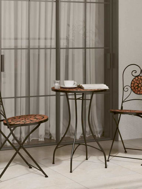 Scaun de exterior Metalic Teracotă 2buc 38x45.5...