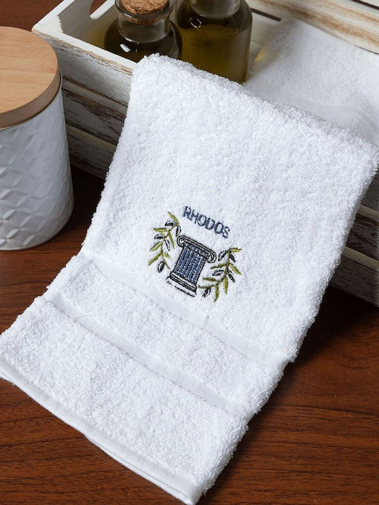 Silk Fashion Facecloth Rhodes 50x100cm White Blue