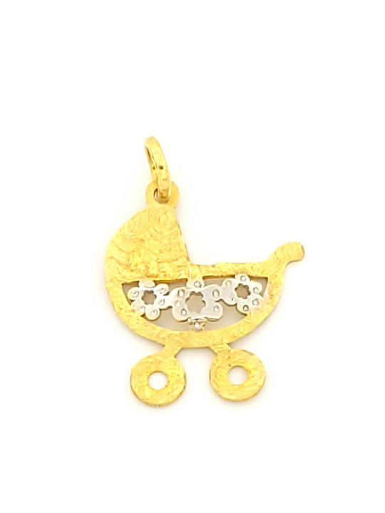 Gold Bicolor handgefertigtes Damenanhänger Kutsche K14 Code 100476 Gold Bicolor handgefertigtes Damenanhänger Kutsche K14 Code 100476