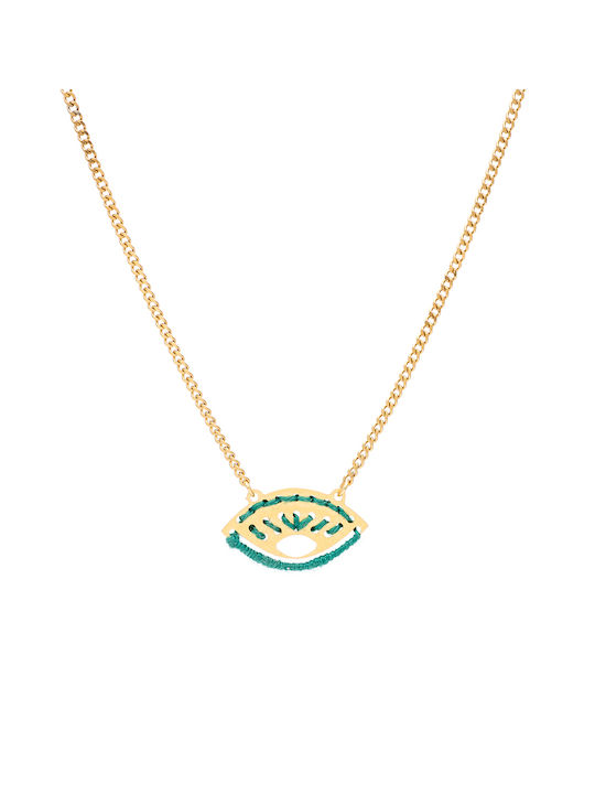 Kedima Eye Necklace Gold Emerald