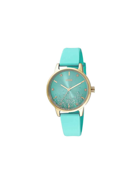 Loisir Watch with Turquoise Rubber Strap