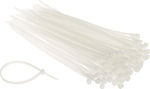 Pack of 100pcs White Plastic Cable Ties 200x4.8mm