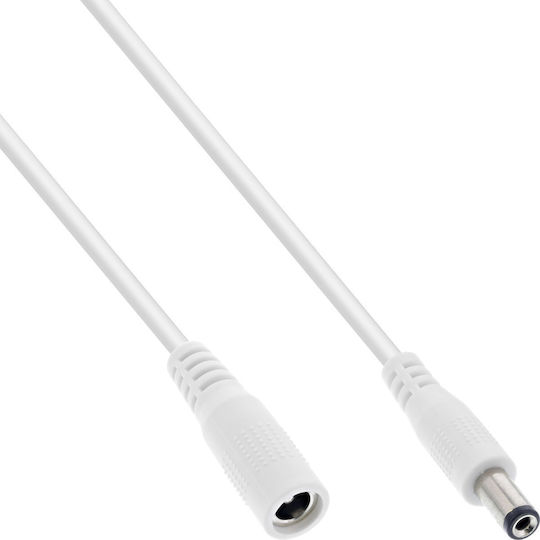 Inline Inline Dc Verlängerungskabel Dc Stecker Buchse 5,5x2,1 mm Awg 18 Weiß 0,5 M