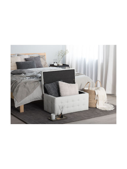 Leather Bench Stool with Storage Space White 72x42x40 cm