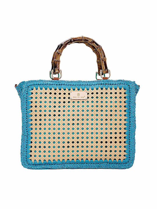 Bag to Bag Ψάθινη Women's Bag Hand Blue