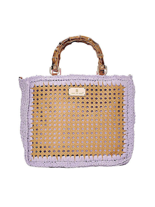 Bag to Bag Ψάθινη Damen Tasche Hand Lila