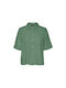 Vero Moda Women's Linen Short Sleeve Shirt Hedge Green