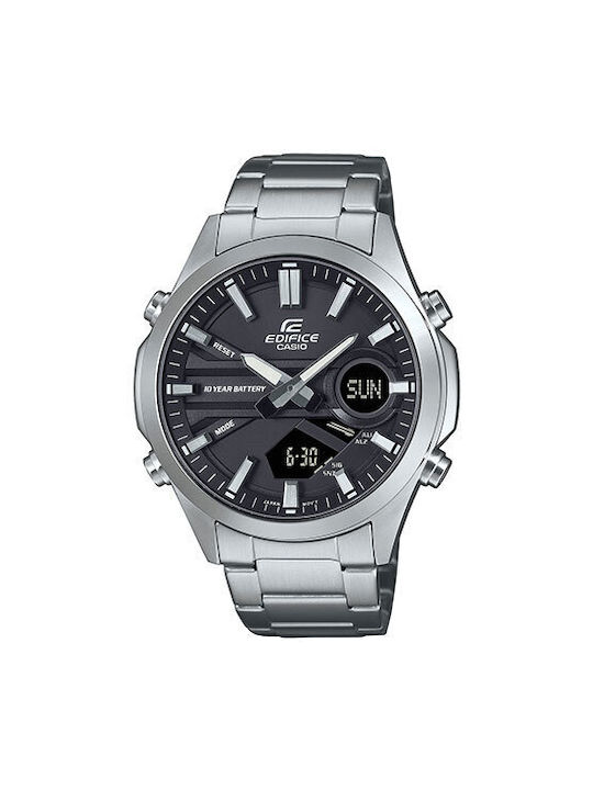 Casio Watch Chronograph Battery with Silver Metal Bracelet