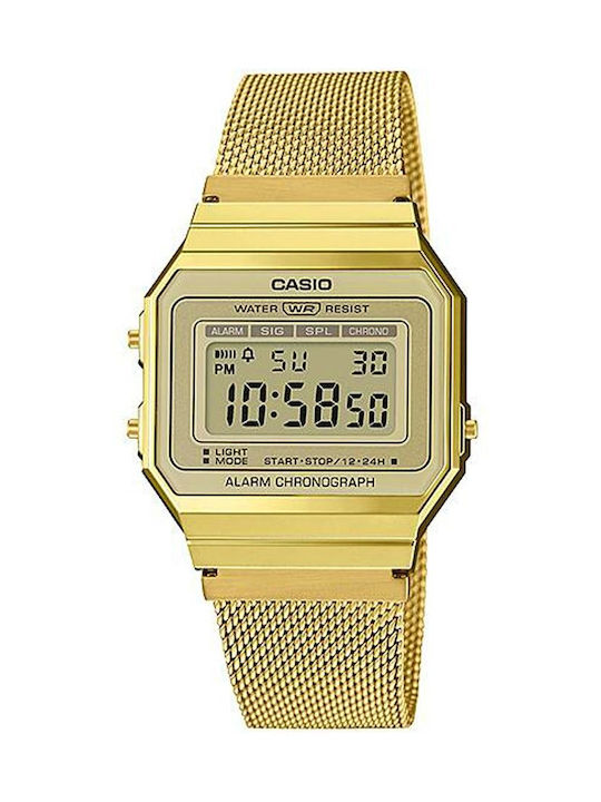 Casio Digital Watch Battery with Gold Metal Bracelet