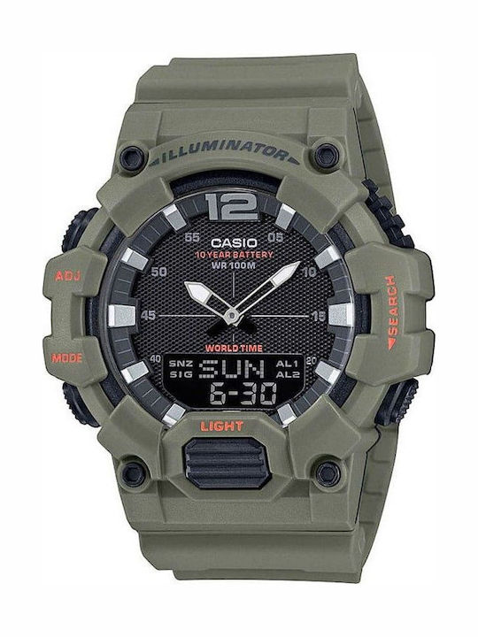 Casio Analog/Digital Men's Watch 48.8mm Chronograph Battery with Green Rubber Strap