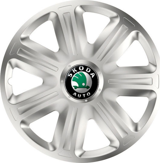 Versaco Car Hubcap Set with Skoda Emblem 15" 4pcs Silver