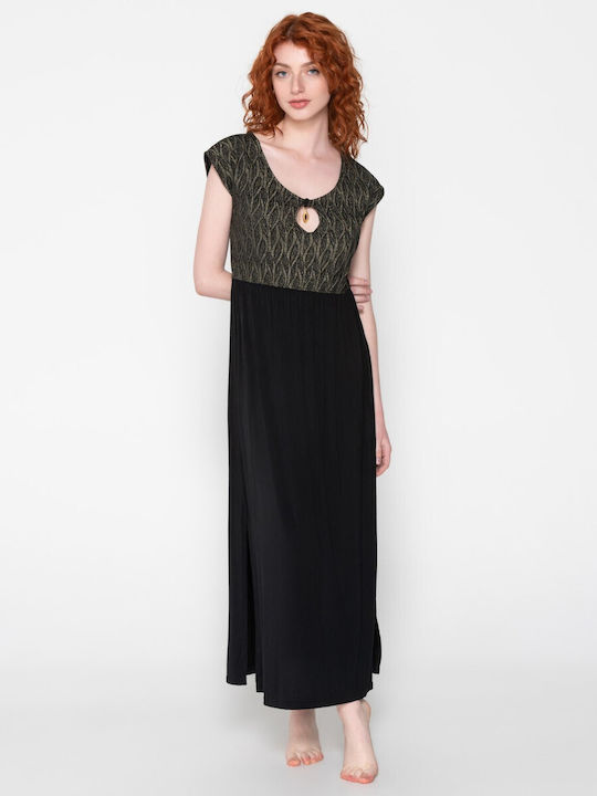 Luna Damen Maxi Kleid Strand black