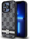 Dkny Pu Кожен калъф с каре и ивици за iPhone 14 Pro Max, черен