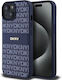 Dkny Pu Leather Repeat Pattern Tonal Stripe Case Iphone 15 Blue