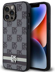 Dkny Pu Leather Checkered Pattern Stripe Case Iphone 15 Pro Max Black