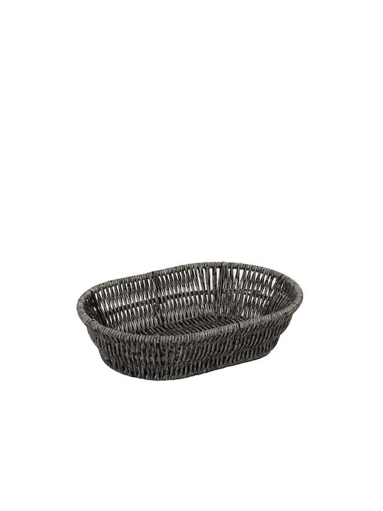 24home.gr Wicker Bread Box Gray 22x14x5cm