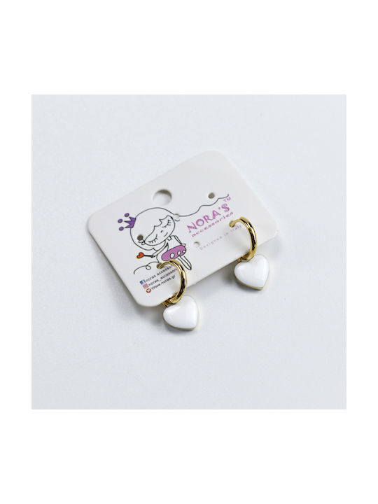 Hanging Heart Earrings Stainless Steel White