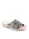 Leather Women's Flat Sandals Anatomic in Gray Color