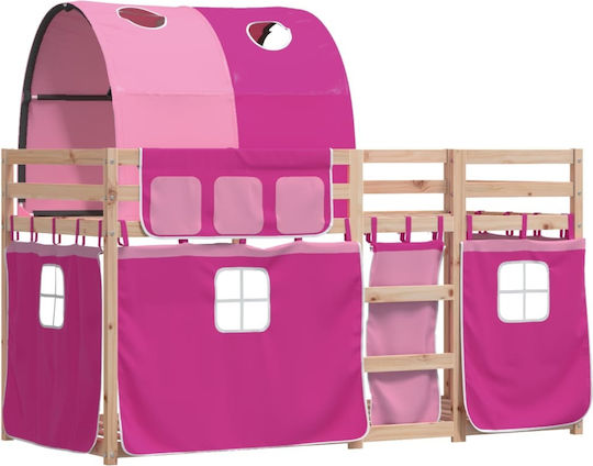 Kids Bed Loft Bed Single Pink for Mattress 90x200cm