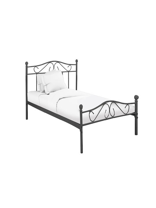 Yorick Κρεβάτι Μονό Μεταλλικό Μαύρο για Στρώμα 90x190cm