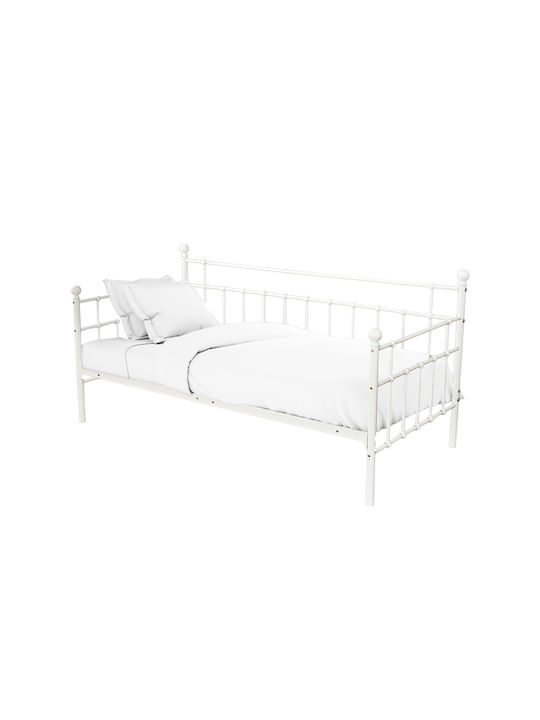 Havelock Καναπές Κρεβάτι Μονό Μεταλλικό Λευκό για Στρώμα 90x190cm