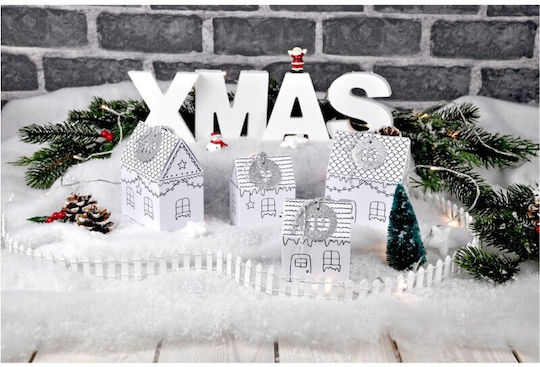 Decorative Paper Houses Large White Set of 6