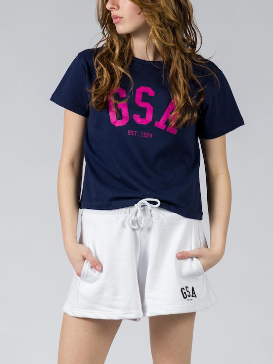 GSA Glory And Heritage Damen Sport Crop T-Shirt Blue
