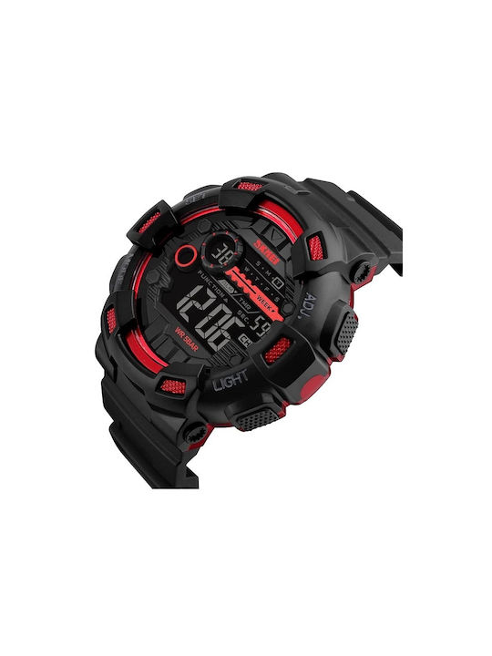 Skmei Digital Watch Battery with Rubber Strap Red