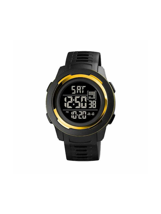 Skmei Digital Watch Battery with Rubber Strap Black Gold