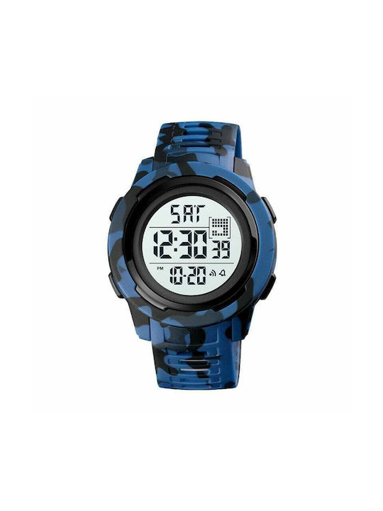 Skmei Digital Watch Battery with Rubber Strap Army Blue