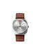 Skmei Watch Chronograph Battery with Leather Strap Brown Silver